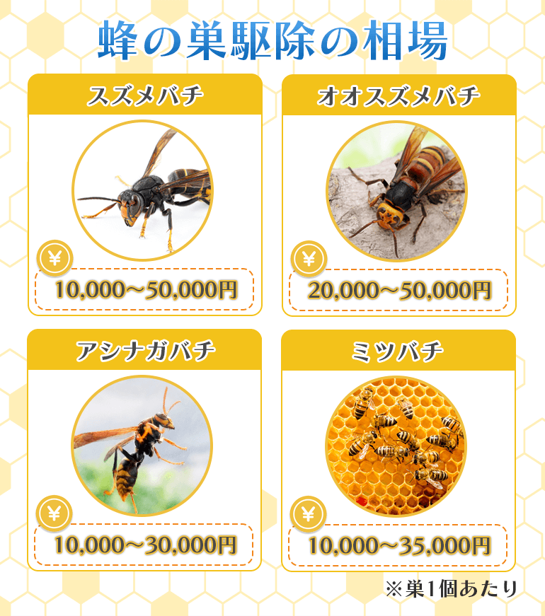 蜂の巣駆除の相場料金